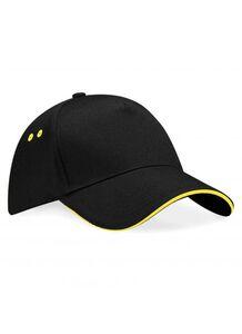 Beechfield BF15C - Ultimate 5 Panel Cap - Sandwich Peak Black/Yellow