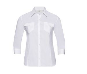 Russell Collection JZ18F - Ladies` Roll 3/4 Sleeve Shirt White
