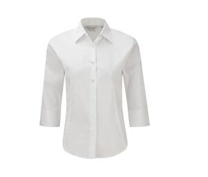 Russell Collection JZ46F - Ladies' 3/4 Sleeve Fitted Shirt White