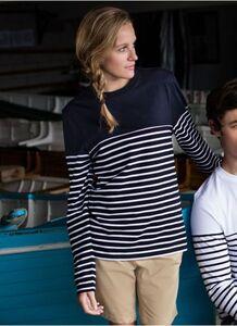 Front Row FR134 - Long sleeved Breton Striped T Navy/White