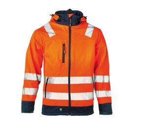 Herock HK190 - Gregor High Visibility Softshell Jacket  Fluorescent Orange/Navy