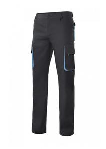 VELILLA V3004 - TWO-TONE MULTI-POCKET PANTS Black / Sky Blue