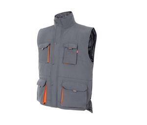 VELILLA V5902 - GILET MATELASSÉ BICOLORE MULTI-POCHES Grey/ Orange