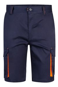 Velilla 103010S - TWO-TONE STRETCH SHORTS MARINE BLUE/HI-VIS ORANGE