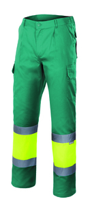 Velilla 156 - HV TWO-TONE LINED TROUSERS GREEN/HI-VIS YELLOW