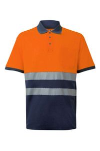 Velilla 305523 - RS SS TWO-TONE COTTON POLO NAVY BLUE/HI-VIS ORANGE